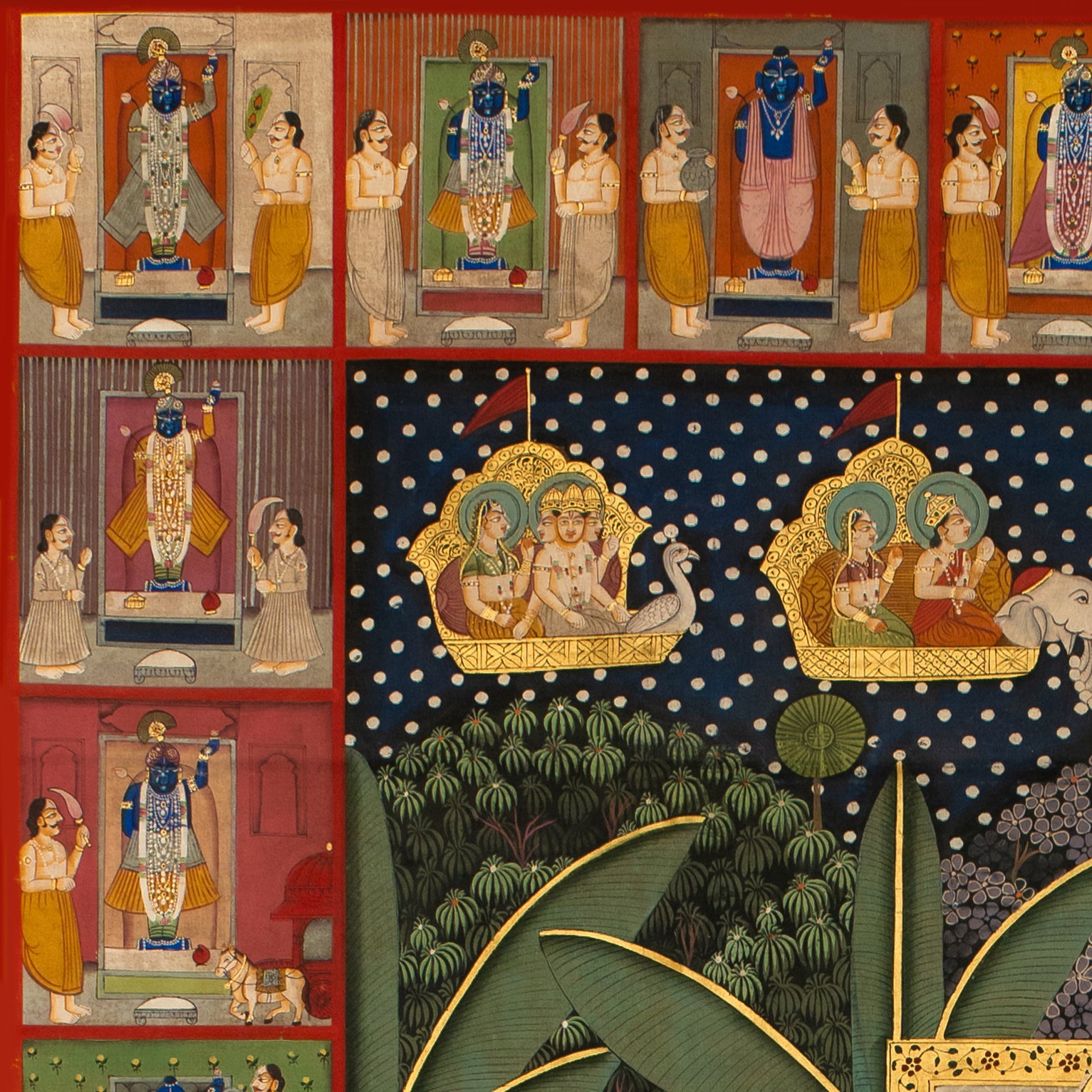 Sharad Purnima with 24 Swaroop Shreenathji Handmade Pichwai Painting For Home Wall Decor