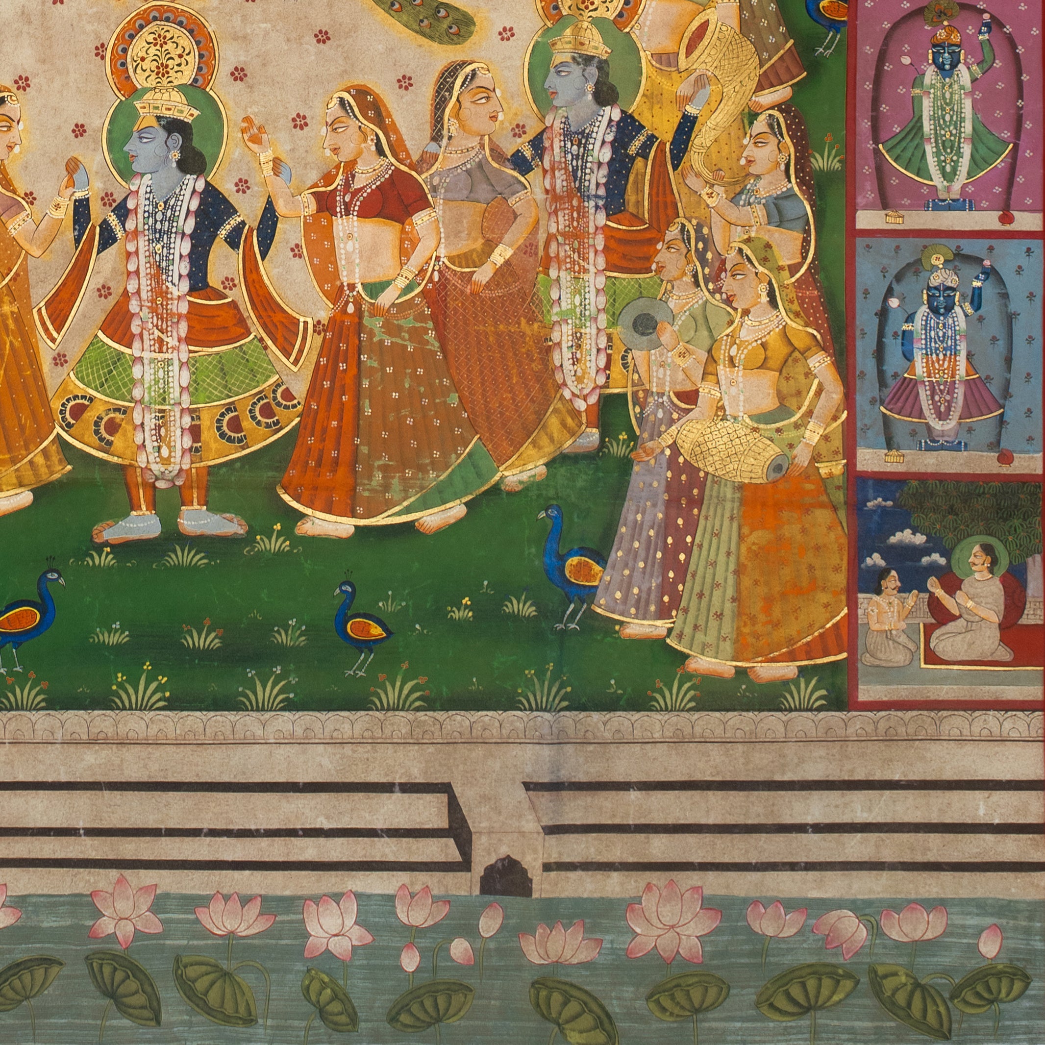 Krishna Raas Leela with 24 Swaroop Shreenathji Handmade Pichwai Painting For Home Wall Decor