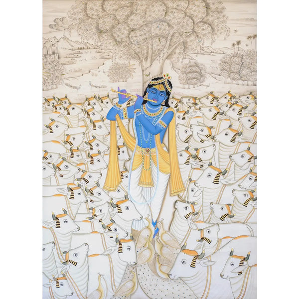 The Protector of Cows Pichwai Handmade Painting For Home Wall Decor