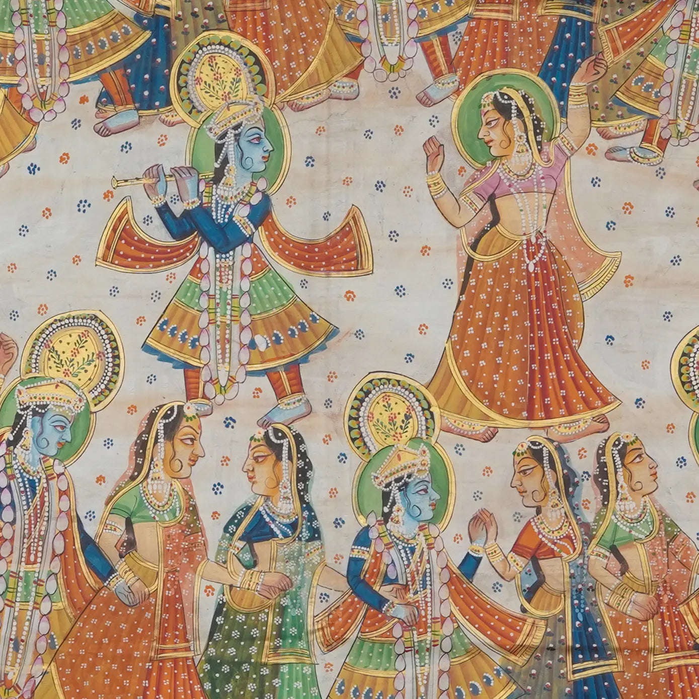 The Divine Raas Leela  Pichwai Handmade Painting For Home Wall Decor