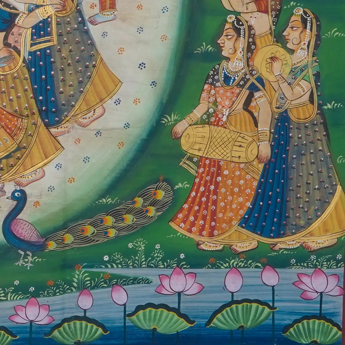 The Divine Raas Leela  Pichwai Handmade Painting For Home Wall Decor