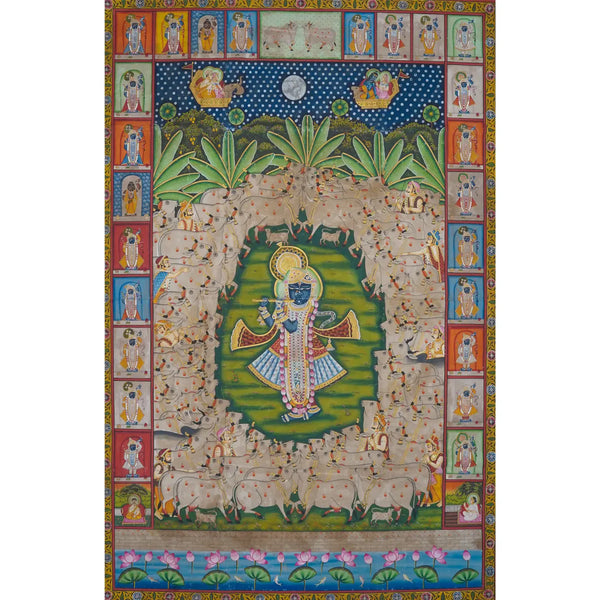 Gopashtami Pichwai Handmade Painting For Home Wall Decor