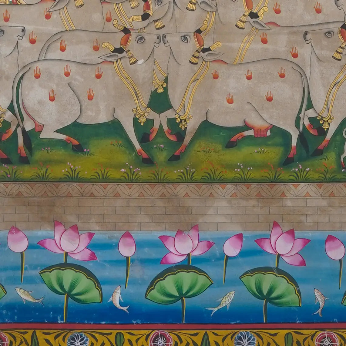 Gopashtami Pichwai Handmade Painting For Home Wall Decor