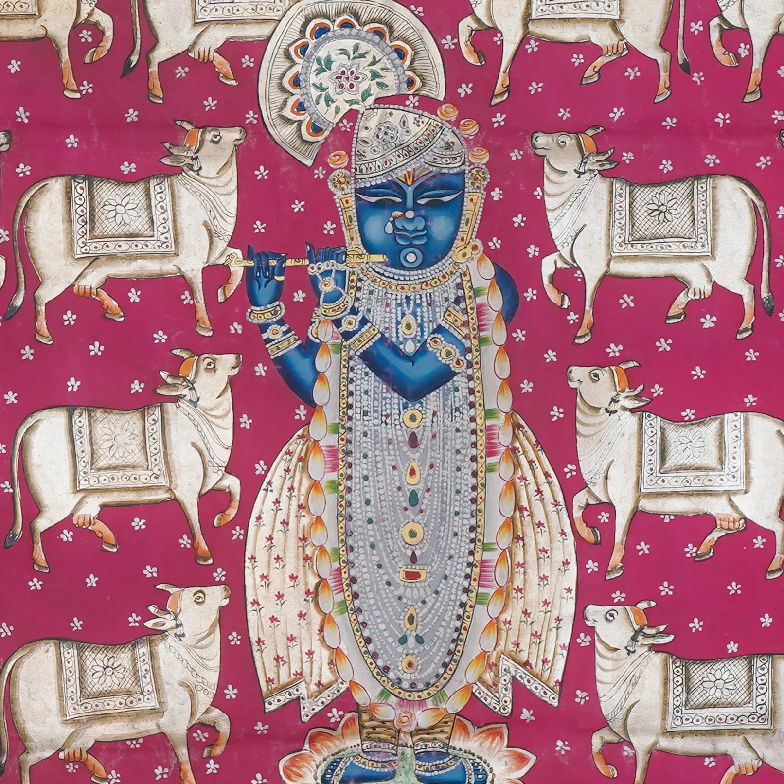 Kamdhenu Shrinath Ji Pichwai Handmade Painting For Home Wall Decor