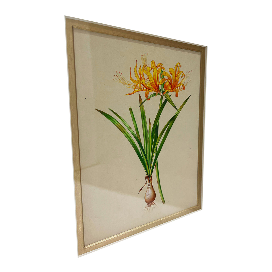 Golden Spider Lily Metal Framed Floral Artwork Painting