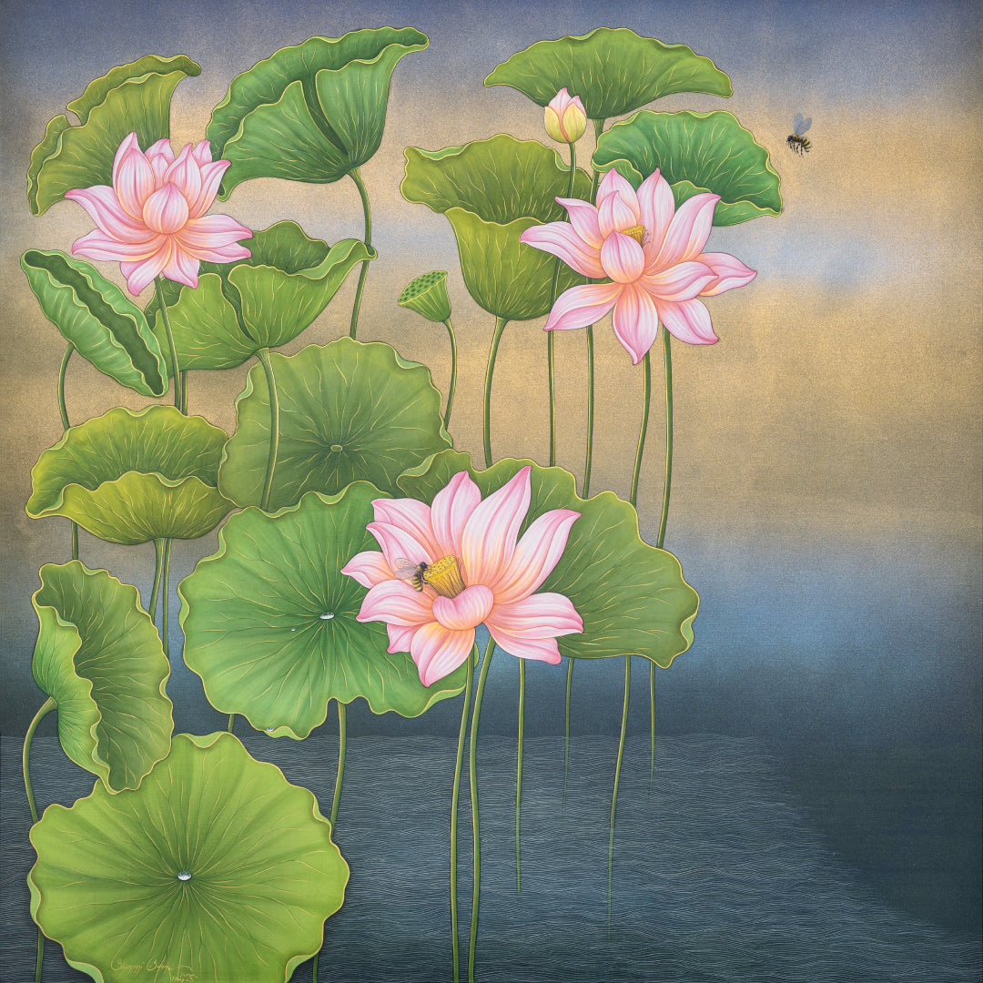 Limited Edition Lotus Painting By Shammi Banu Sharma