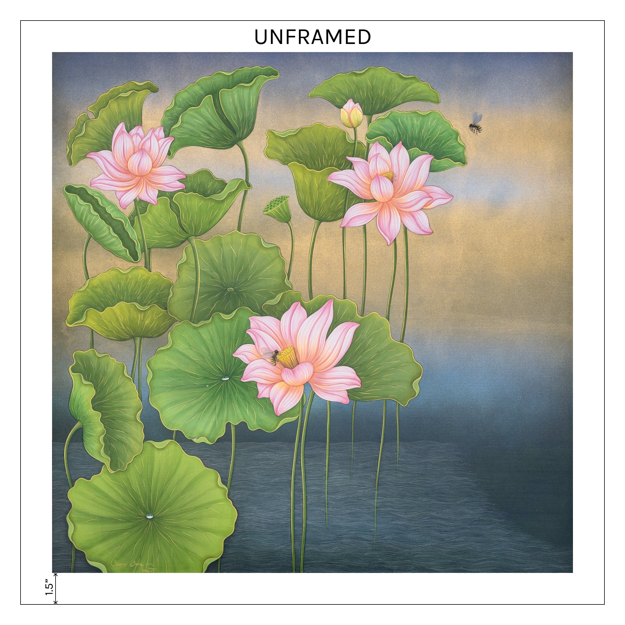 Limited Edition Lotus Painting By Shammi Banu Sharma