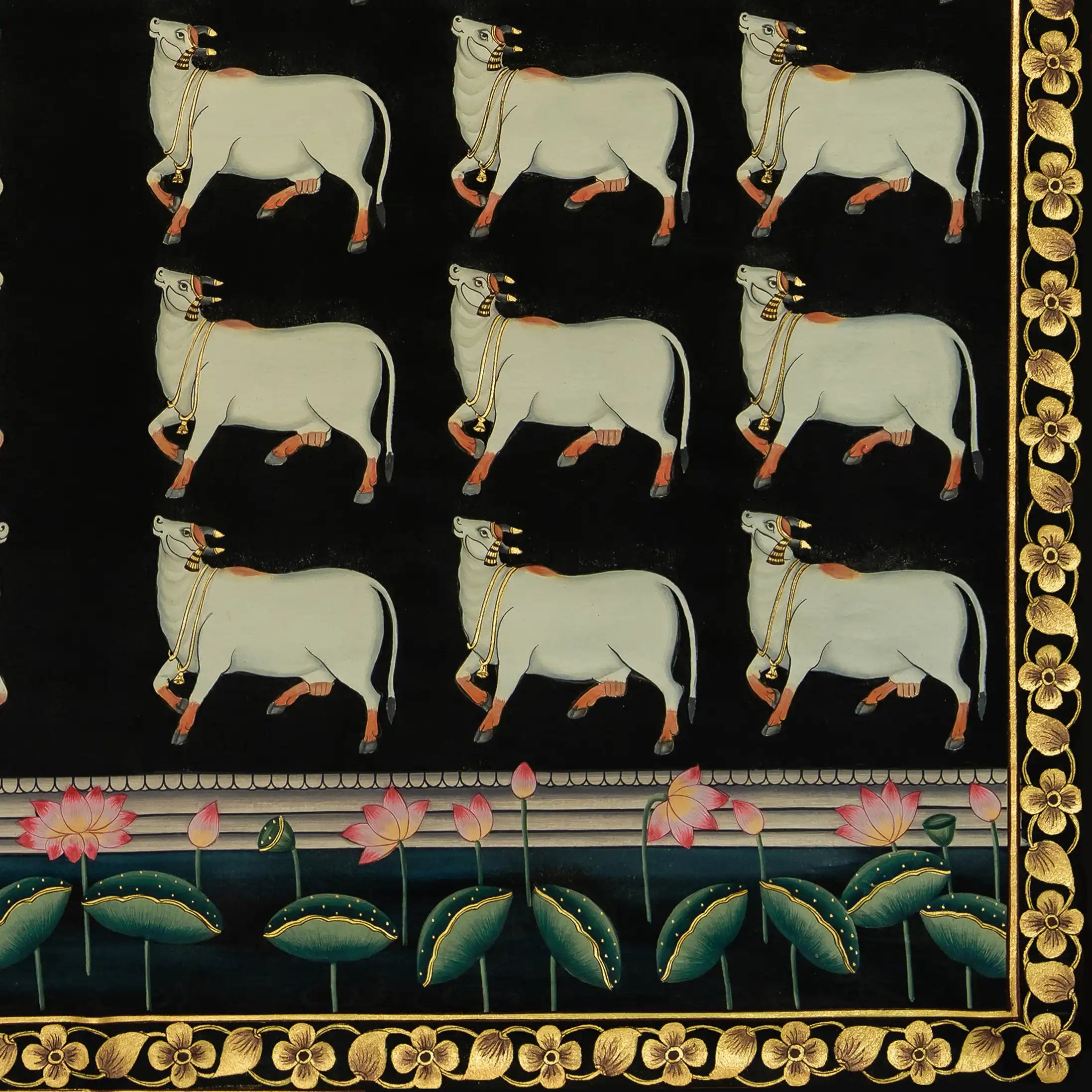 Sunrise in Nathdawara Handmade Pichwai Painting