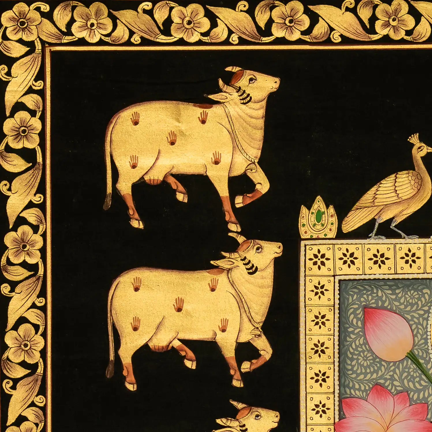 Real Gold Leaf Shrinathji Rajbhog Swaroop Handmade Pichwai Painting