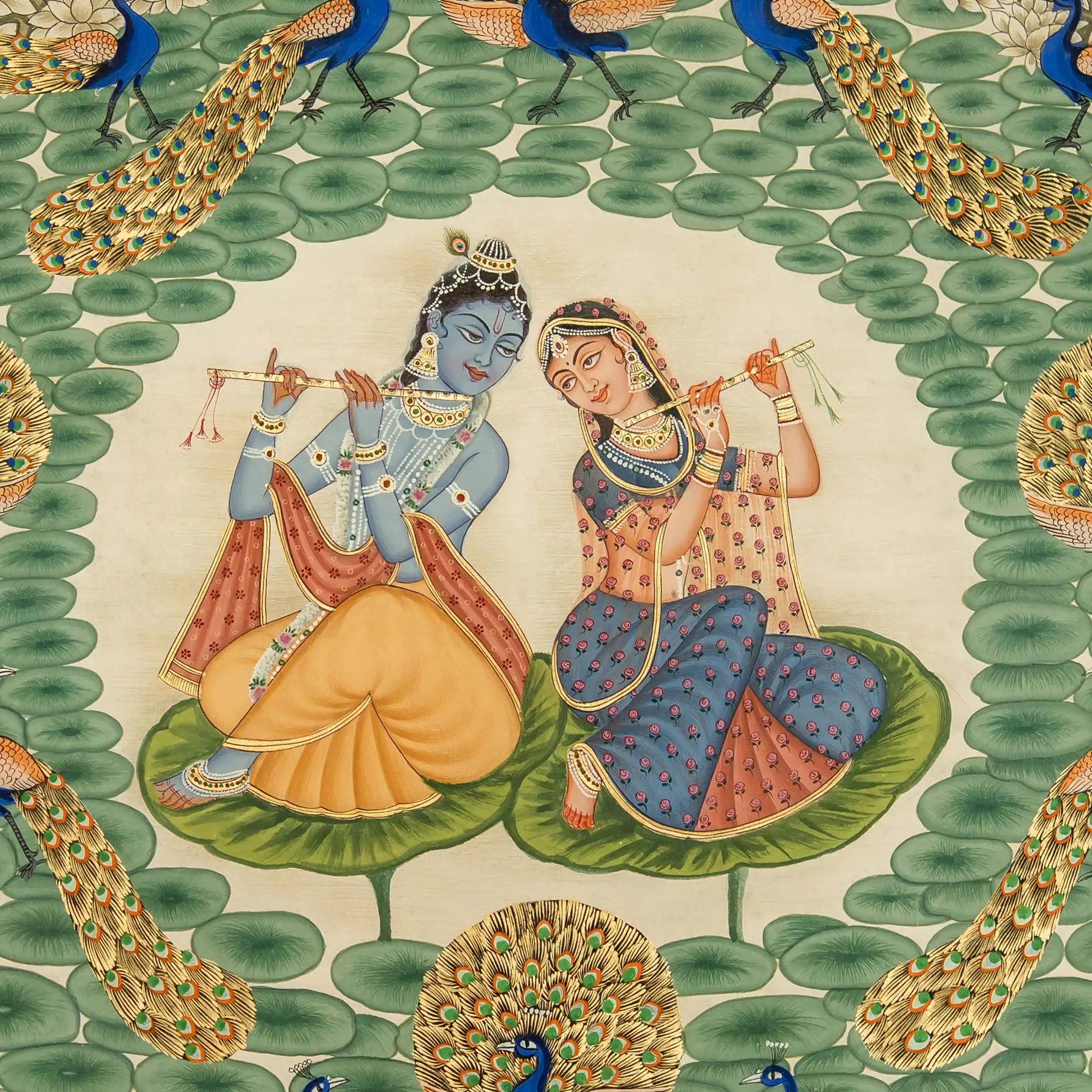 Exclusive Real Gold leaf Shri Radha Krishna Leela Handmade Pichwai Painting