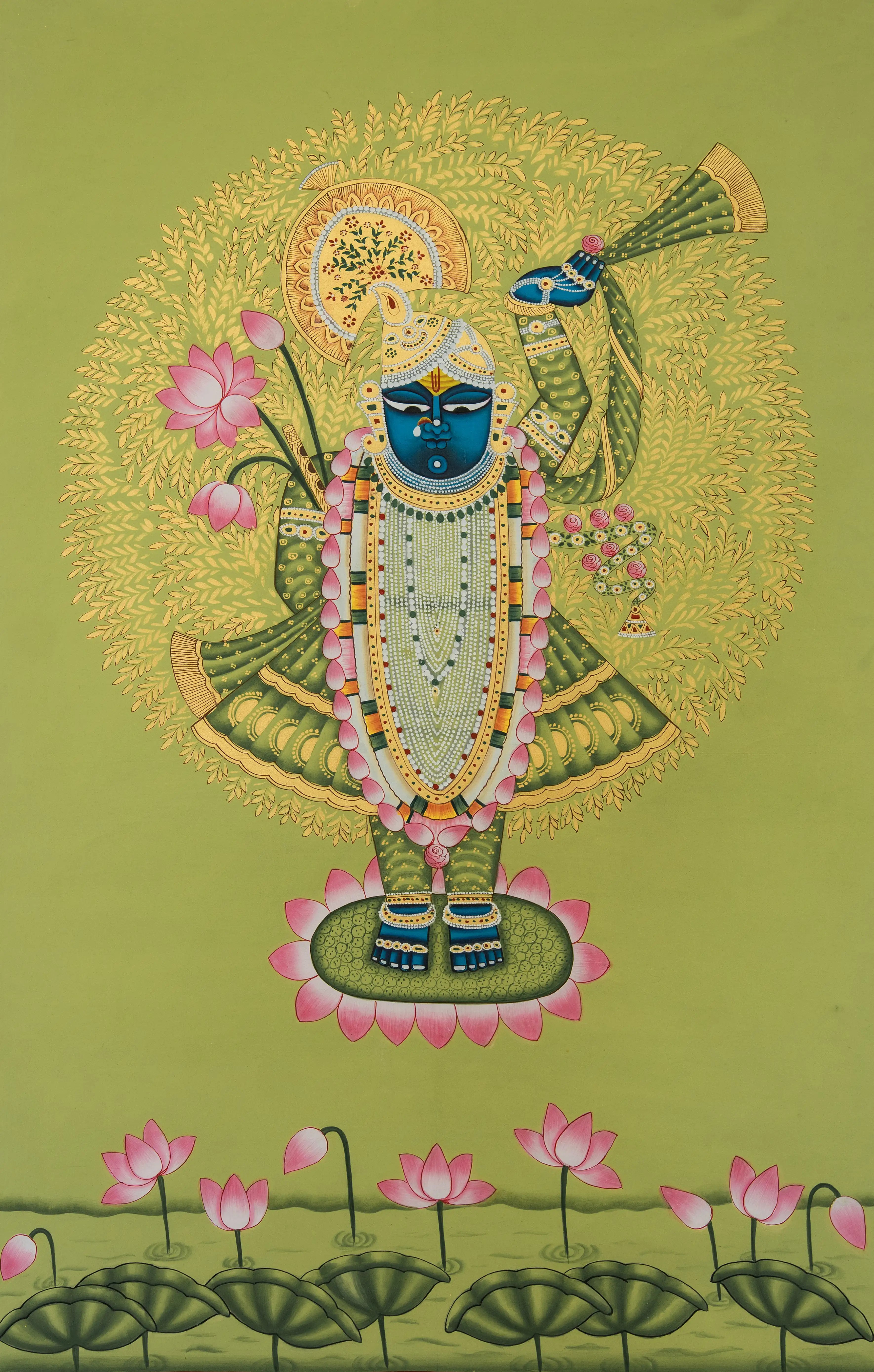 Shrinath ji Raj Bhog Swaroop Handmade Pichwai Painting