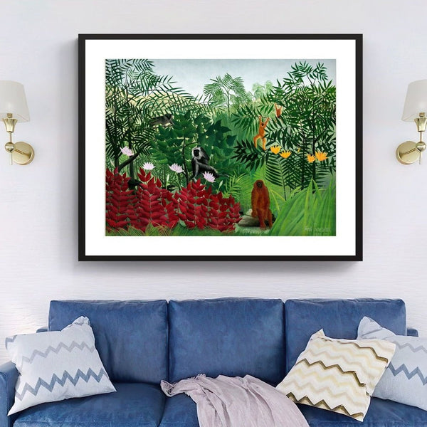 Tropical Forest with Monkeys Painting