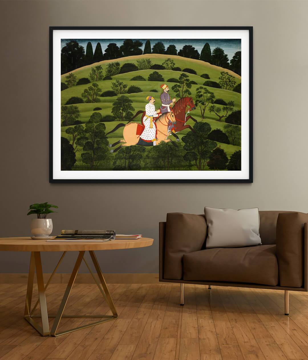 Army Commander Riding Horses Rajasthani Art Painting For Home Wall Art Decor