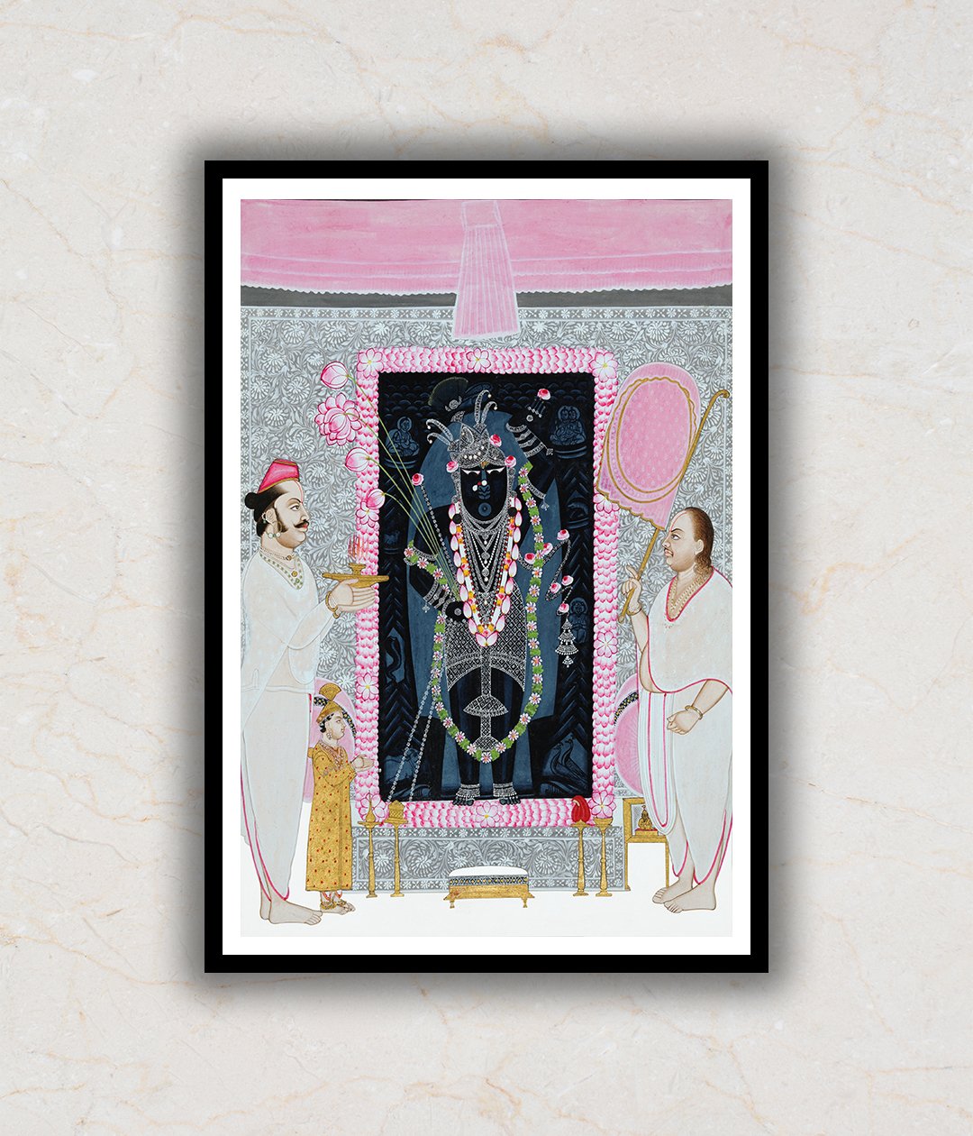 Shrinath Ji (Shri Krishna) Durbar Darshan Pichwai Art Painting For Home Wall Art Decor 3