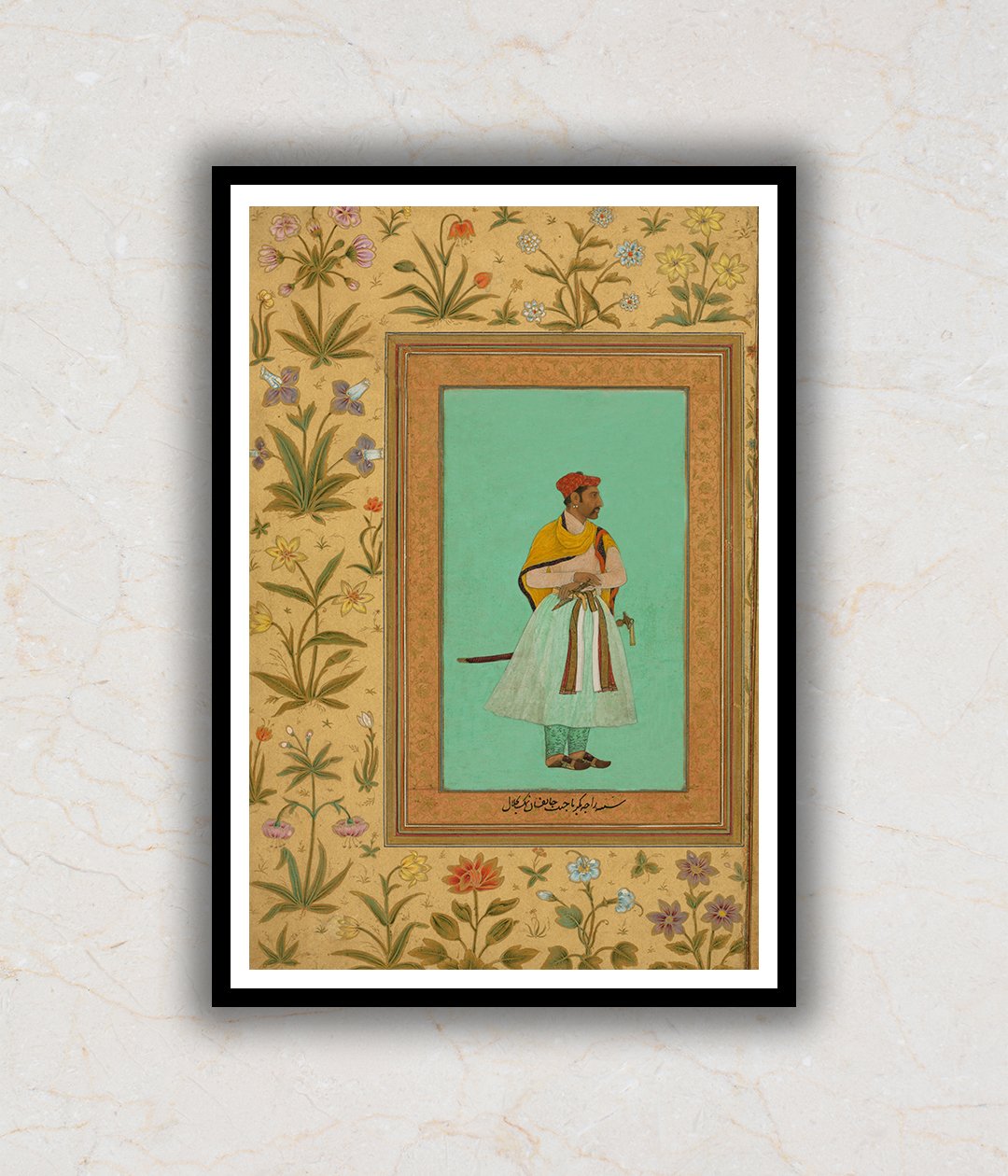 Portrait of Raja Bikramajit Indian Miniature Art Painting For Home Wall Art Decor