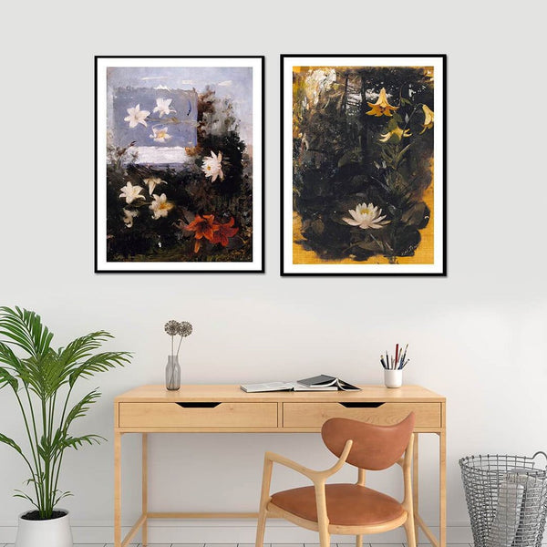 Flower Studies Set of 2 Floral Painting by Abbott Handerson