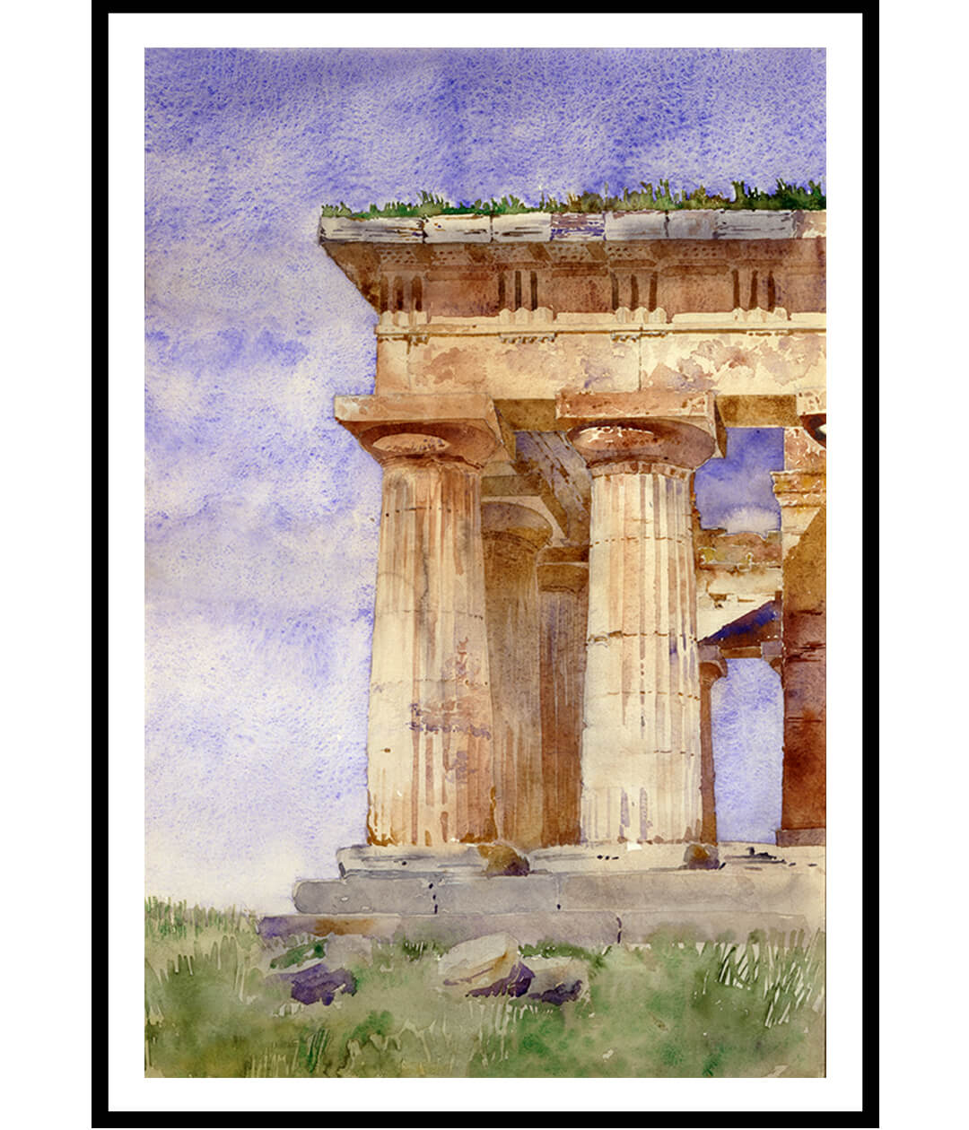Temple of Neptune, Paestum and Capucine Monastery, Amalfi By Cass Gilbert Courtyard Landscape Painting