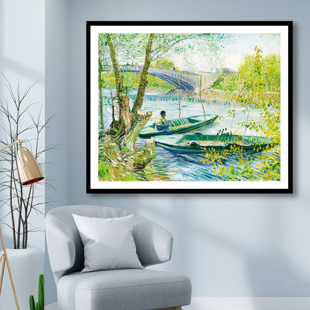 Fishing in Spring, the Pont de Clichy (Asnieres) Vincent Van Gogh Painting 1