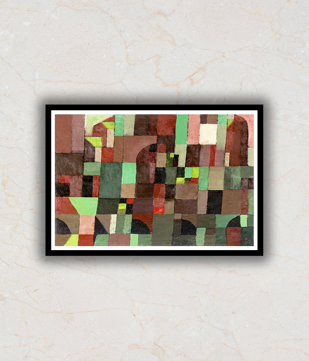 Red and Green Architecture Abstract Painting by Paul Klee