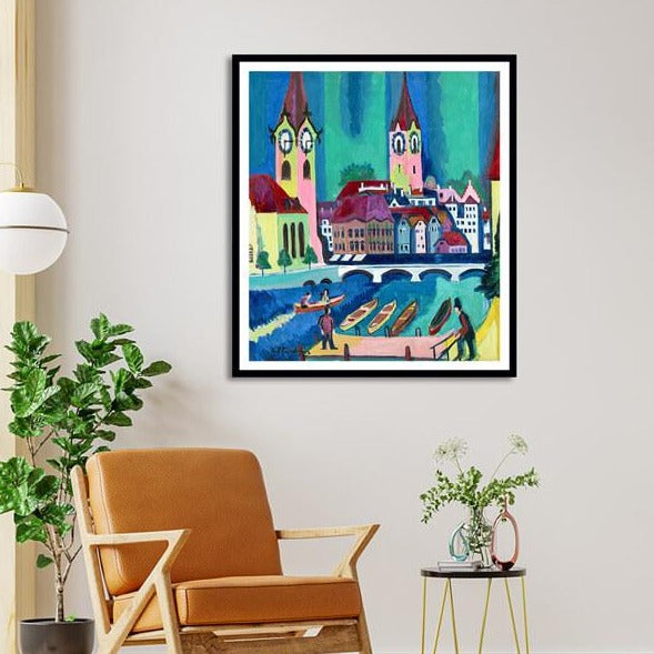 Zurich Cityscape Abstract Painting by Ernst Ludwig Kirchner