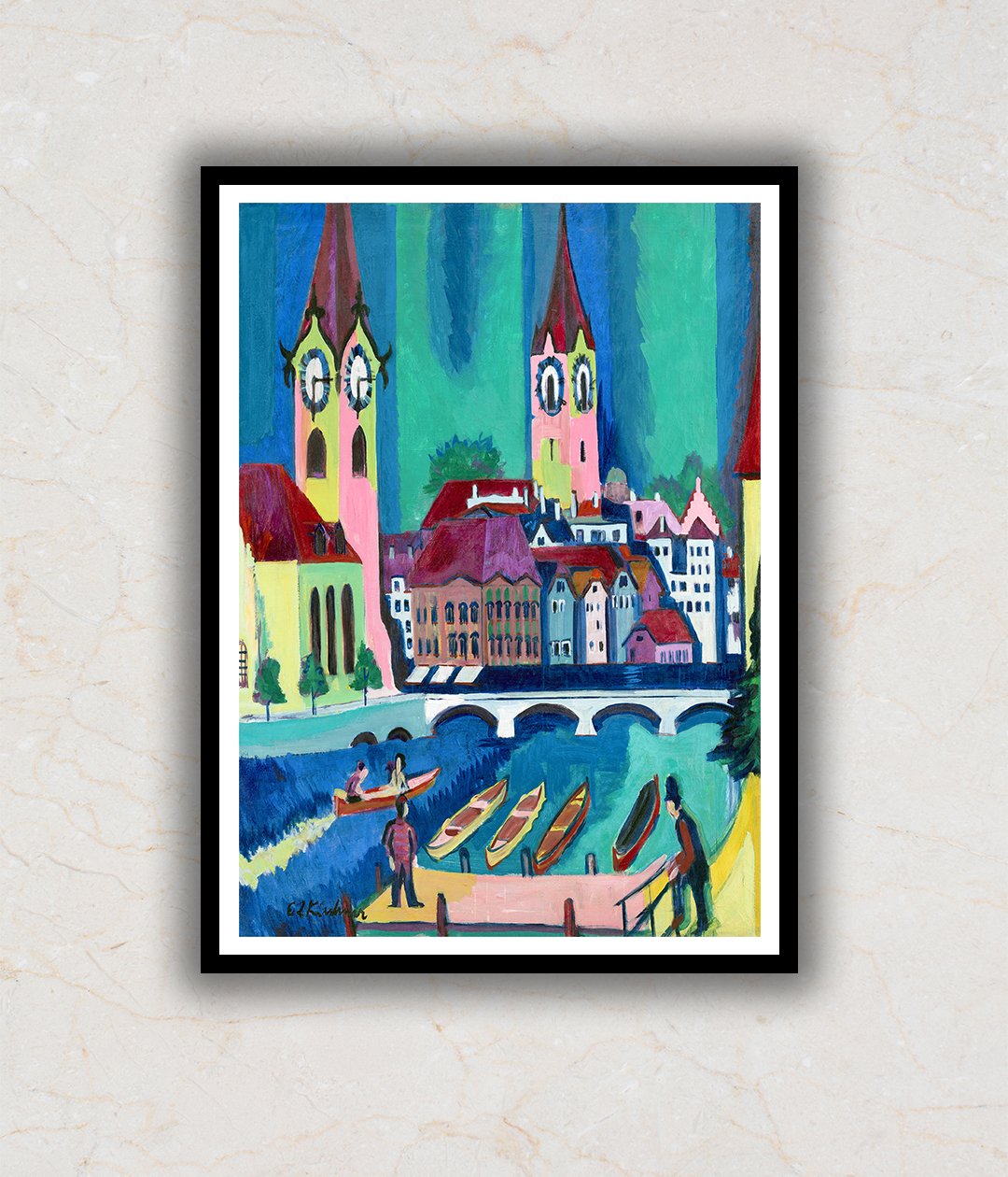 Zurich Cityscape Abstract Painting by Ernst Ludwig Kirchner