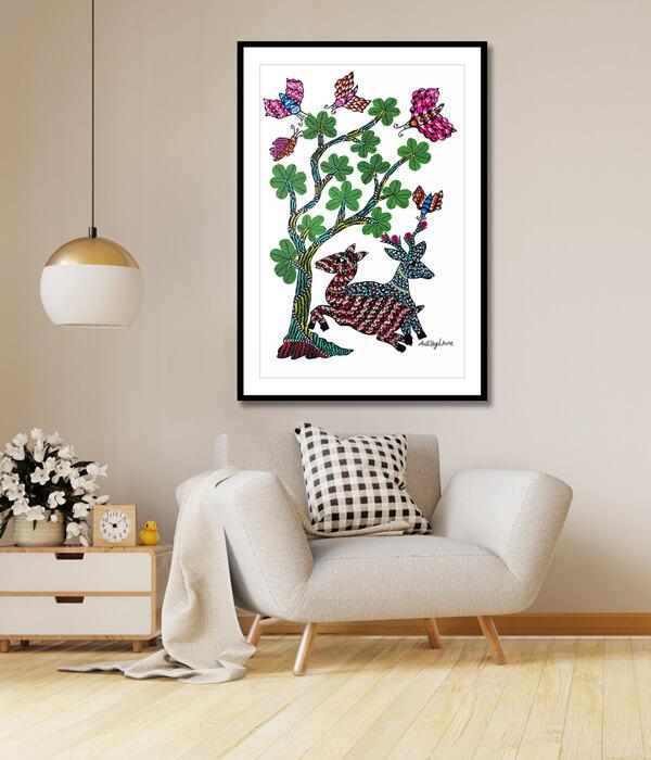 Deers Gond Art Painting For Home Wall Art Decor 2
