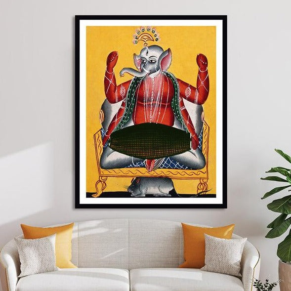The Dhola Drum Welcome Ganesh/Ganpati Art Painting For Home Wall Art Decor On Canvas