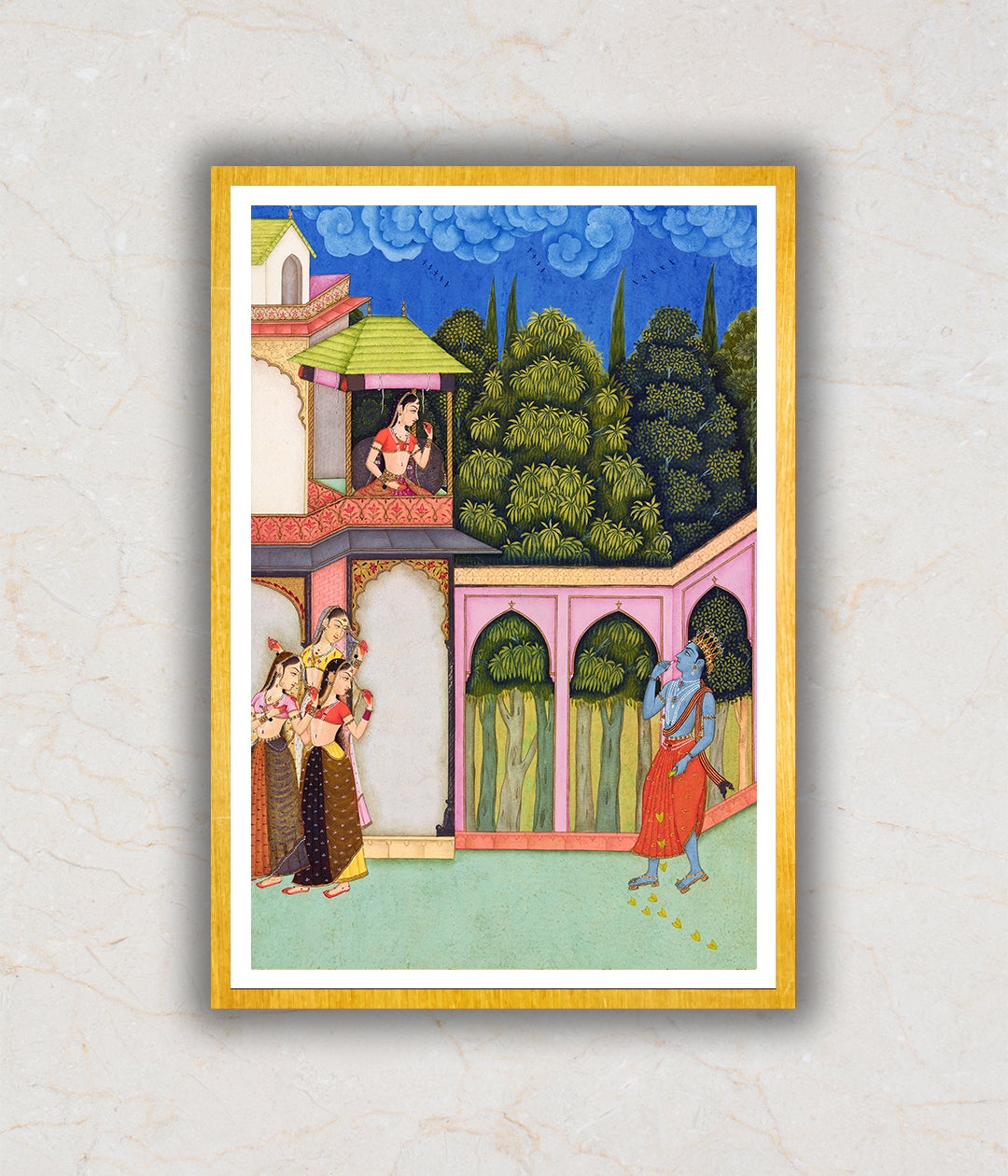 Krishna Approaches Radha Folio From a Rasikpriya Artwork Painting For Home Wall Art DŽcor