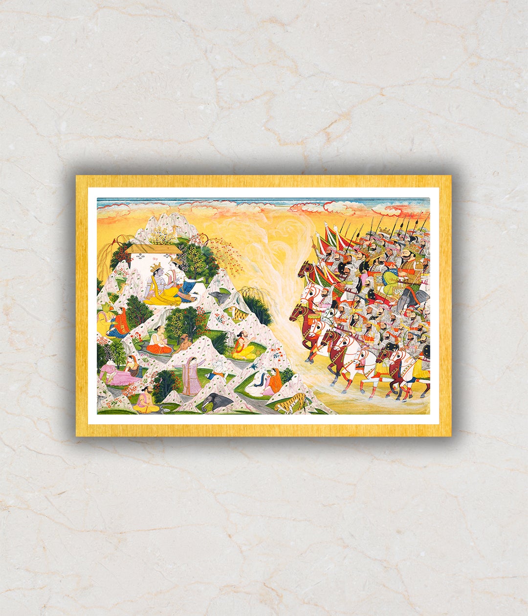 JarasandhaÕs army advances toward Krishna and Balarama, Folio From a Mahabharata Artwork Painting For Home Wall Art DŽcor
