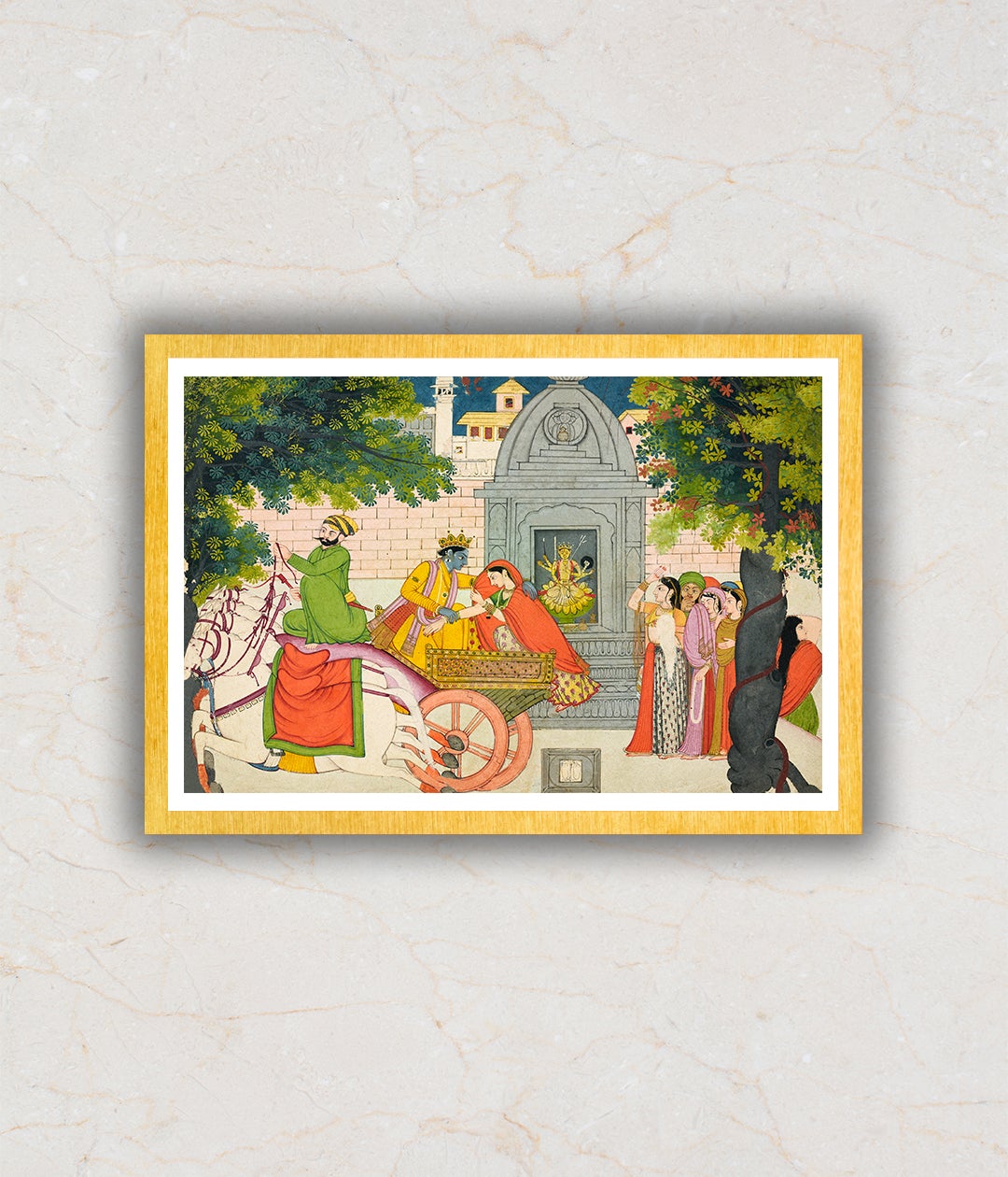 Rukmini Elopes With Krishna, Folio From a Bhagavata Purana Artwork Painting For Home Wall Art DŽcor