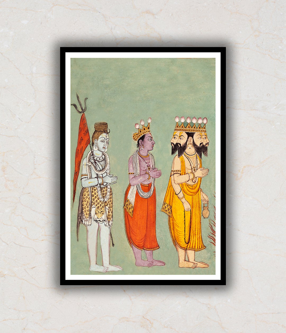 Vishnu and Brahma Adoring Kali Artwork Painting For Home Wall Art DŽcor