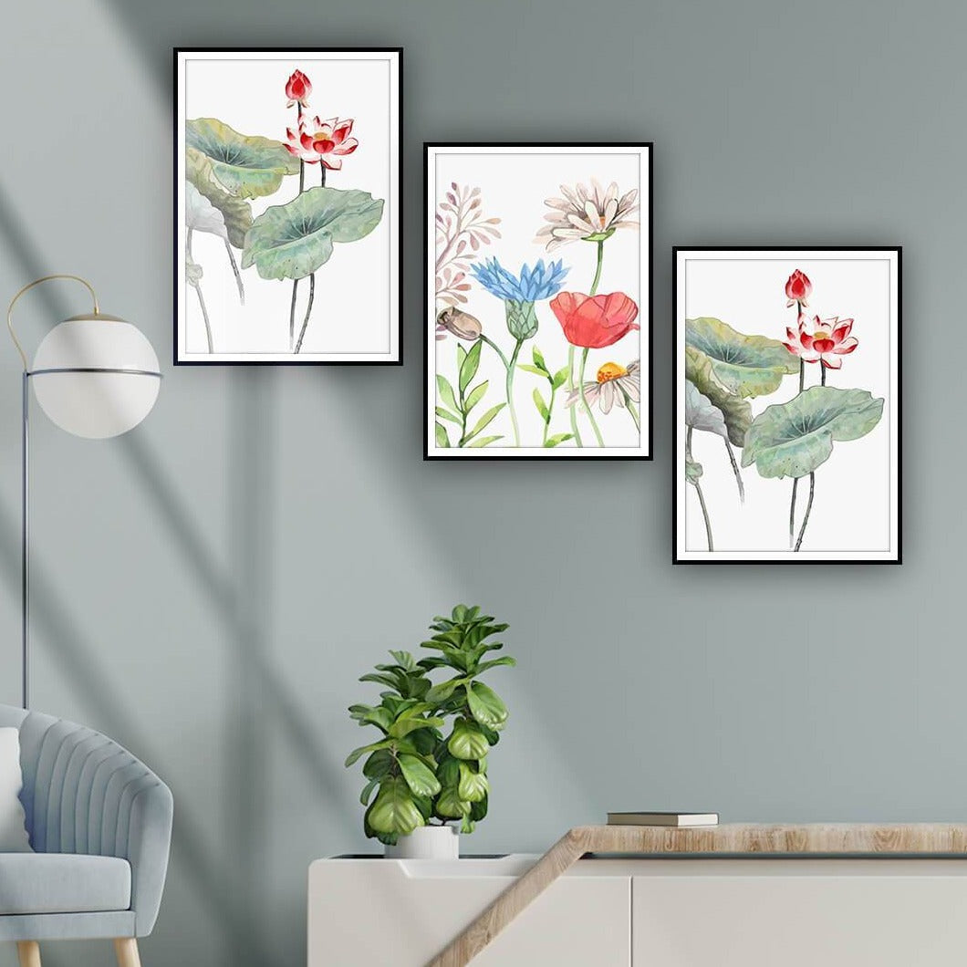 Set of 3 Language of Flowers Abstract Painting
