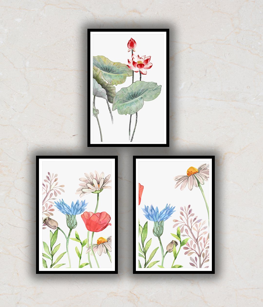 Set of 3 Language of Flowers Abstract Painting