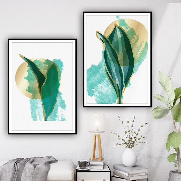 Set of 2 Leap into leaves Abstract Floral Art
