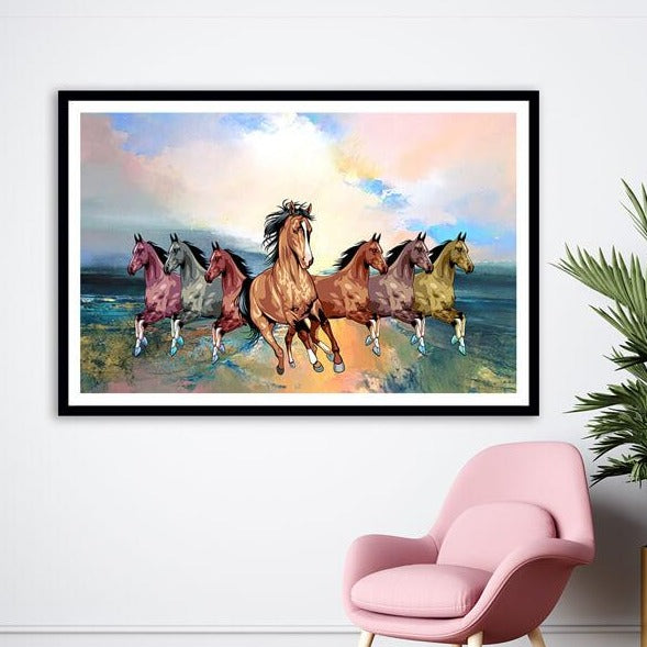 7 Running Horses Painting Landscape