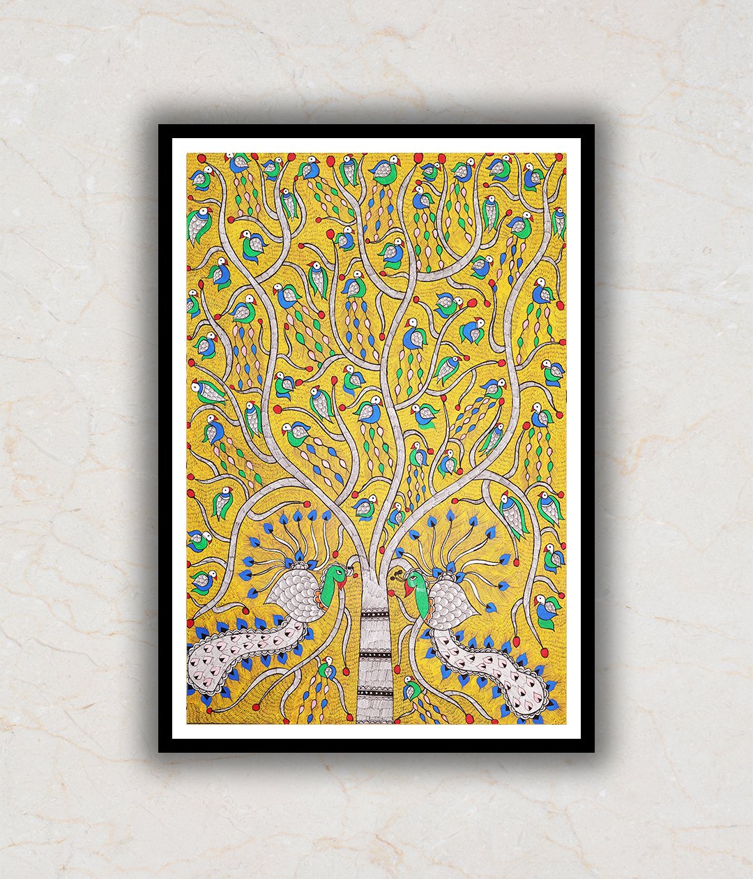The Yellow Nest Madhubani Art Painting For Home Wall Art Decor
