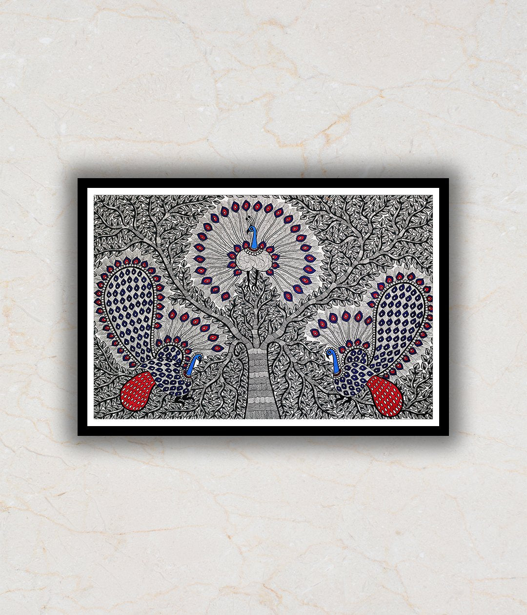 Magnificence of Feathers Madhubani Art Painting For Home Wall Art Decor