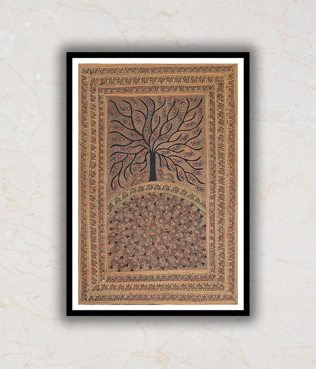 Tree of Life & Fish Pond Madhubani Art Painting For Home Wall Art Deco ...