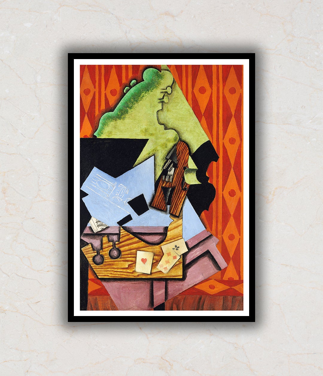 Juan Gris Violin and Playing Cards on a Table Modern Abstract Painting Artwork For Home Wall Decor