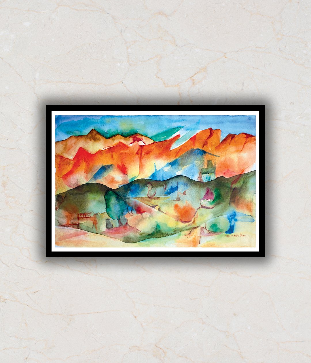 Watercolor abstract landscape painting By Saroop Bhatia