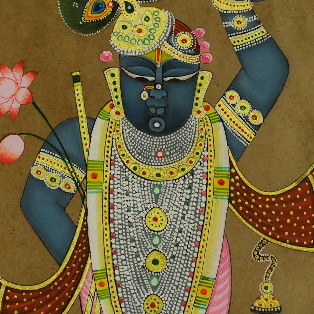 The Celestial Gaze: Shrinathji Pichwai Pichwai Artwork Painting For Home Wall Decor