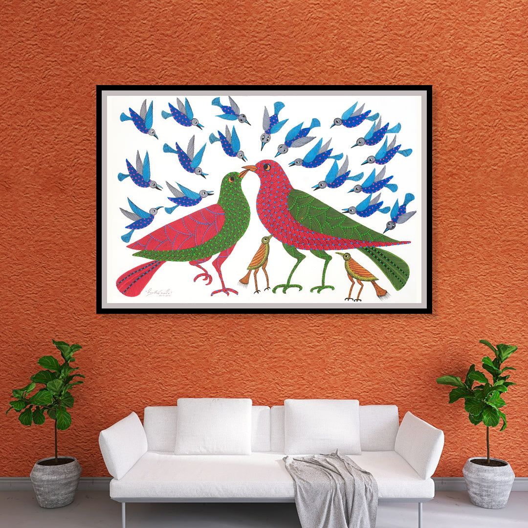 Celebration of Love Gond Artwork Painting For Home Wall Decor