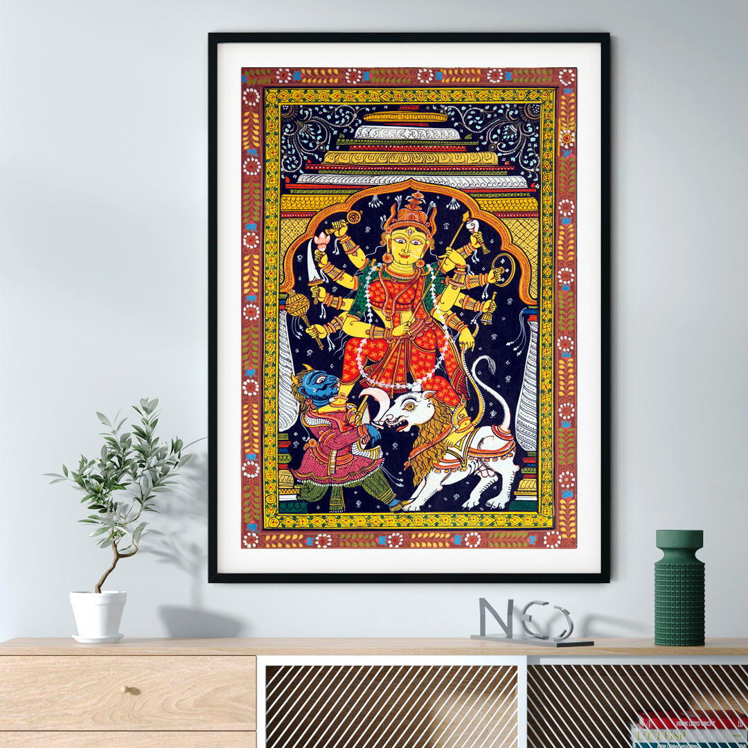 The Durga Darbar Pattachitra Art Painting For Home Wall Art Decor