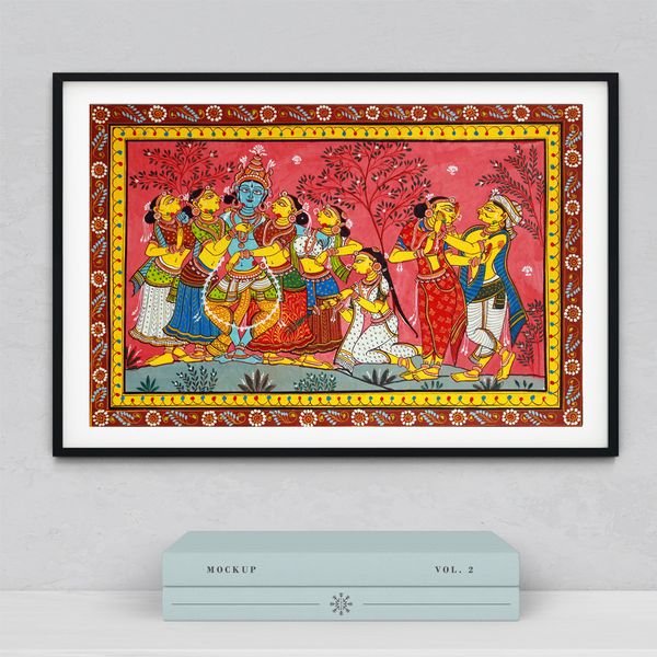 Krishna Raas Leela Pattachitra Painting 1