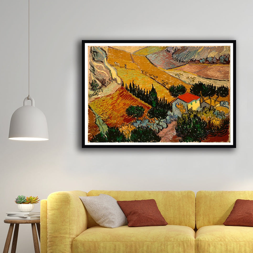 Valley with Ploughman Seen from Above Artwork Painting For Home Wall Art D�_cor By Vincent Van Gogh