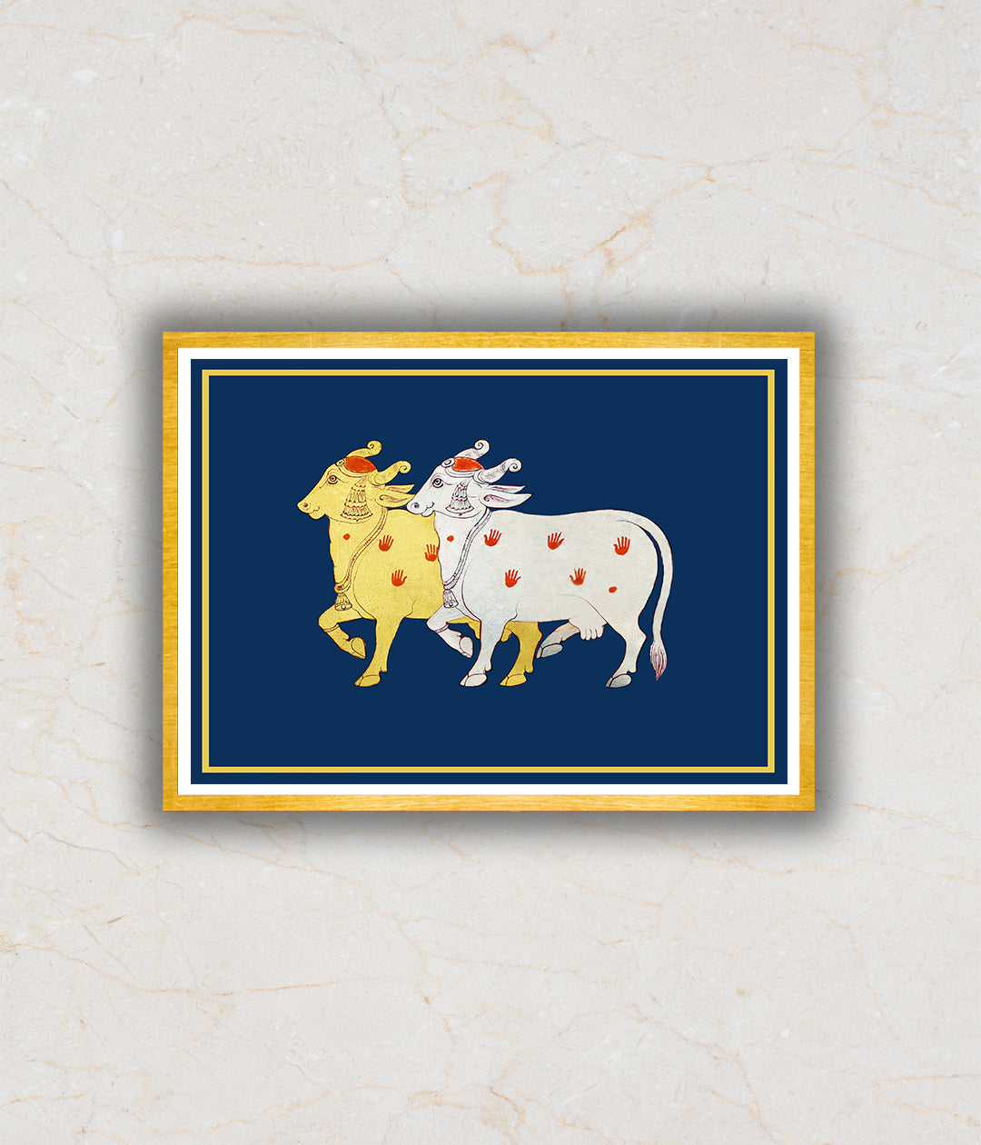 Silver and Gold Devoted Cow Pichwai Art Painting For Home Wall Art Decor