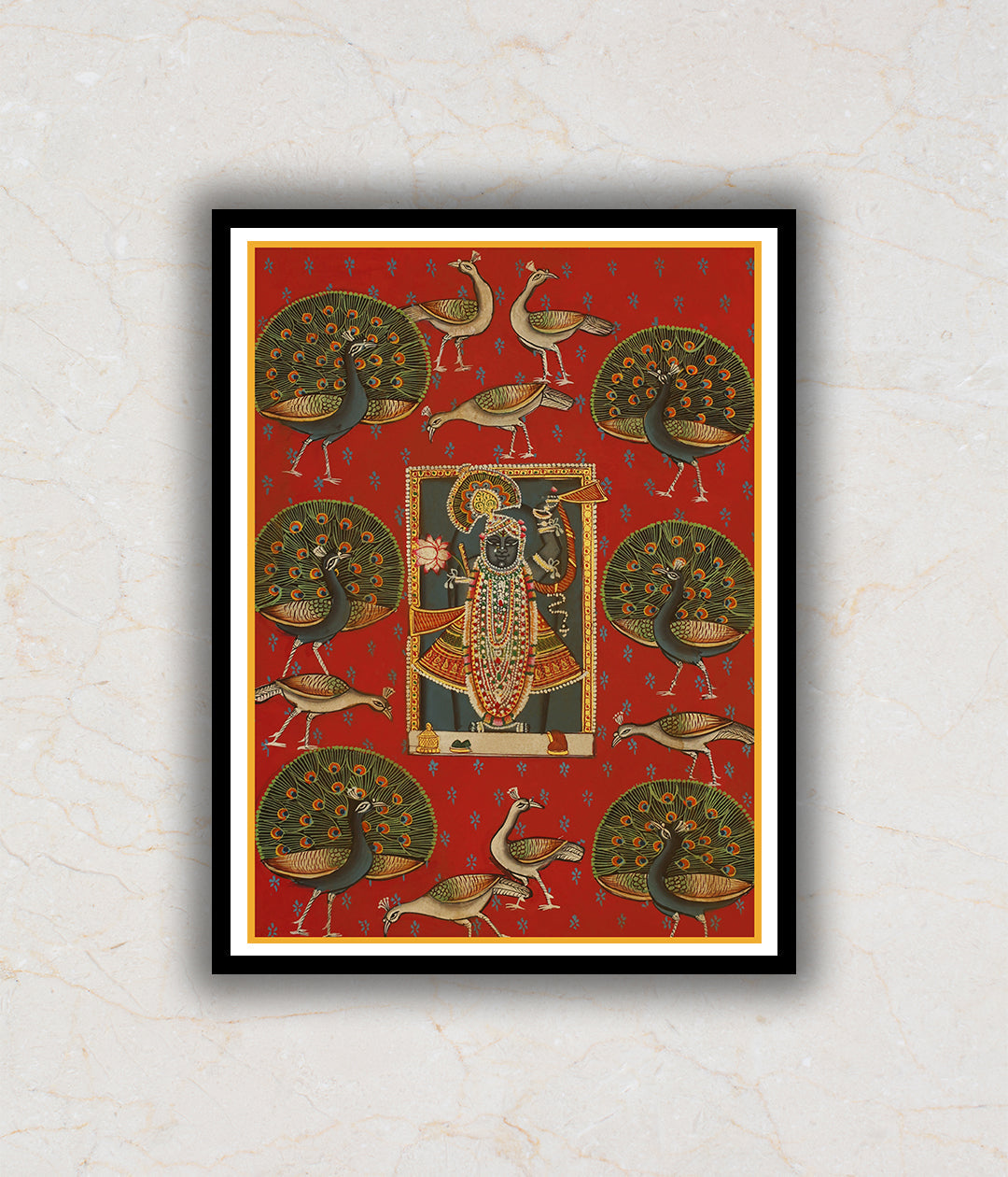 Red Miniature Pichwai Shrinath ji Art Painting For Home Wall Art Decor
