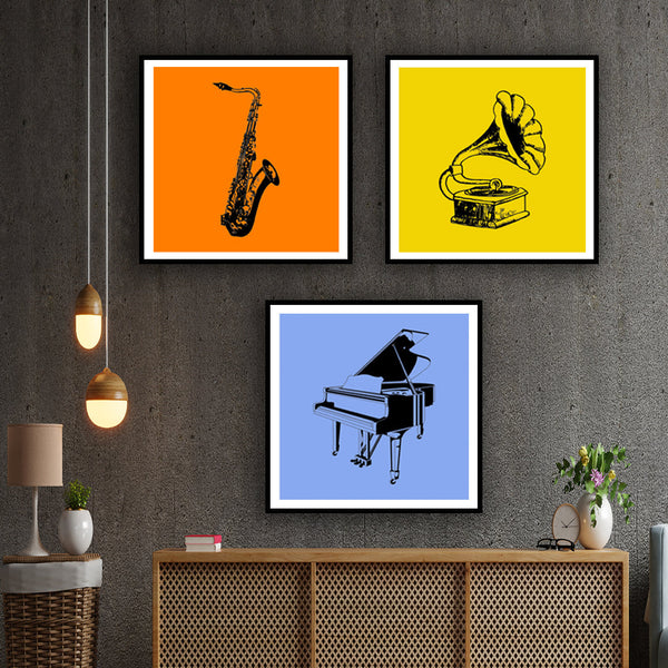 Set of 3 Beats of the Rainbow illustration Art painting For Home wall Decor