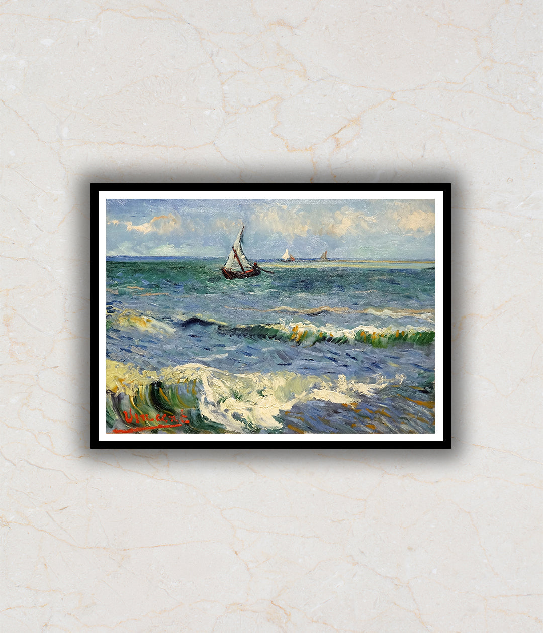 The Sea at Les Saintes-Maries-de-la-Mer Artwork Painting For Home Wall Art D�_cor By Vincent Van Gogh