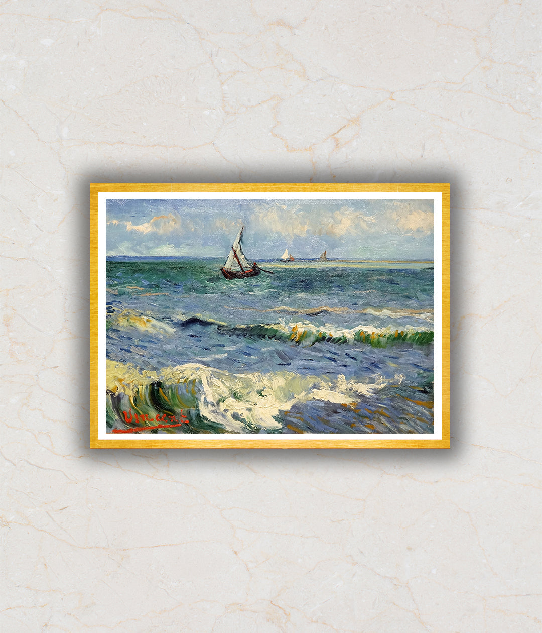 The Sea at Les Saintes-Maries-de-la-Mer Artwork Painting For Home Wall Art D�_cor By Vincent Van Gogh